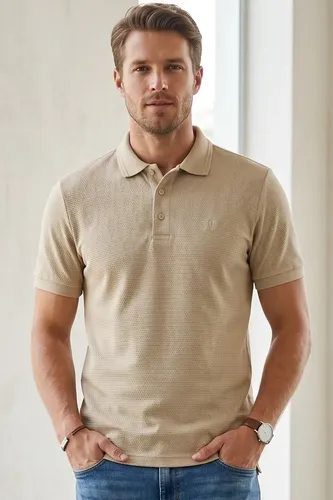 Polo Piquet Texturizada Polo Wear Bege Médio Piquet Texturizada M
