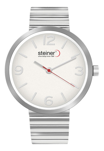 Reloj Análogo De Pulso Steiner Plata/blanco Acero Inoxidable Correa Plateado Bisel Plateado Fondo Blanco
