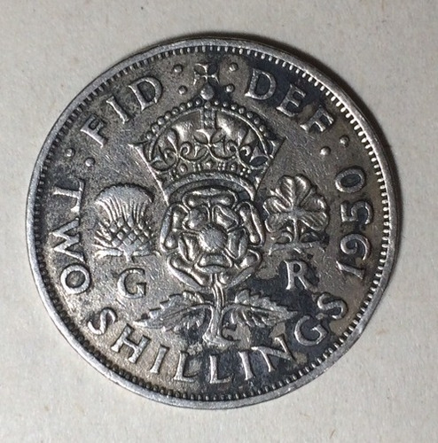1950 Moneda Inglaterra Two Shillings George V I 