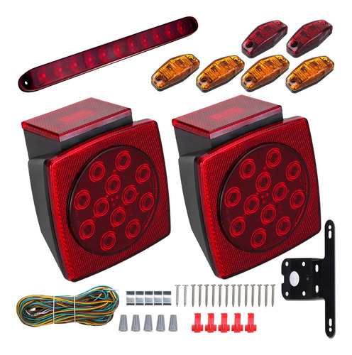 Kit De Luces Led Para Remolque, 2 Luces Cuadradas Para Remol