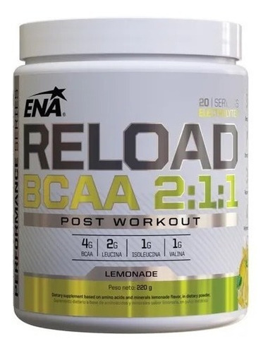 Reload Bcaa Ena 2:1:1 X 220gr Aminoacidos Mejor Recuperacion