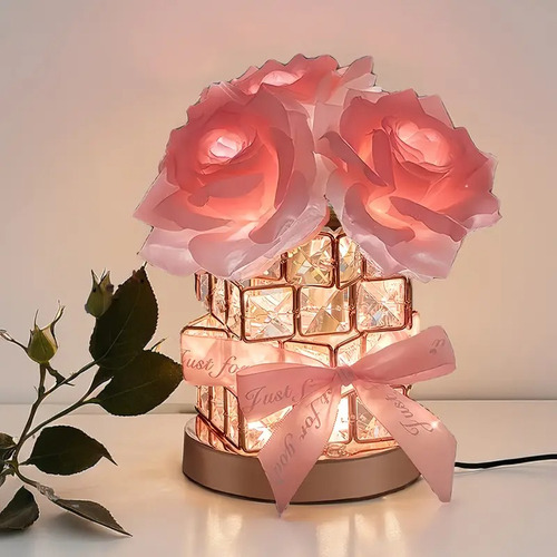 Lámpara De Escritorio Led Regulable Con Rosas Usb