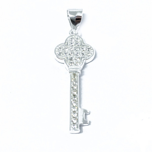 Dije Llave Con Cadena Plata 925 Y Piedras (n491443)