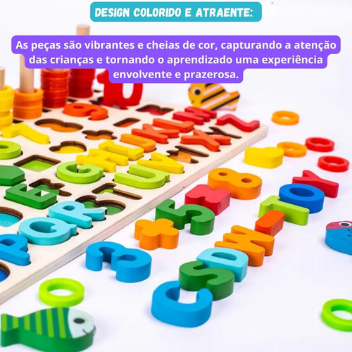 Jogo Educativo De Madeira Com Letras E Números Para Crianças