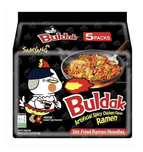 Pack 5 Ramen Fideo Coreano Buldak Tradicional Picante