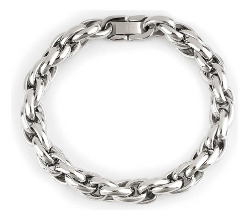 Pulsera Gruesa De Plata Hecha Mano Hombres, Acero Inoxi...