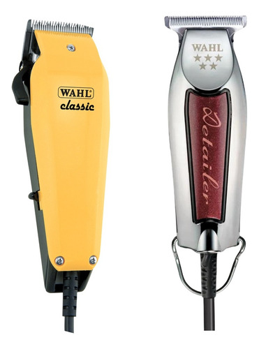 Kit 02 Wahl Máquina Corte Classic E Detailer Com Fio 127v