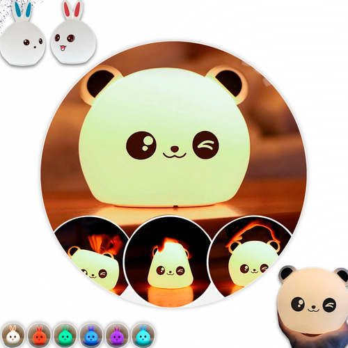 Luminária Abajur Led Colorido Silicone Touch Recarregável Cor Da Estrutura Modelo : Panda