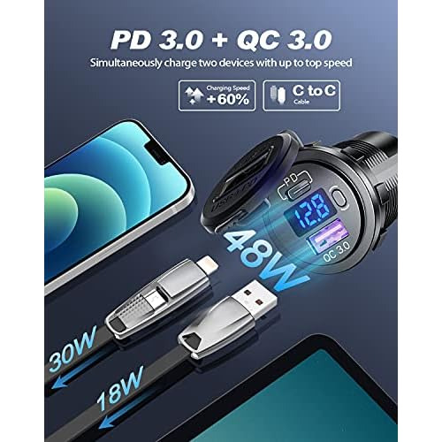 Cargador De Coche Usb C, Tomacorriente Usb C Doble Pd D...