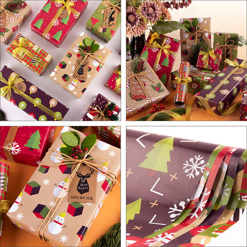 Papel De Envolver Kraft De Navidad Papel De Regalo De Navida