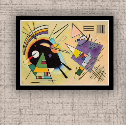 Quadro 30x42cm Com Moldura Kandinsky Obra Negro E Violeta