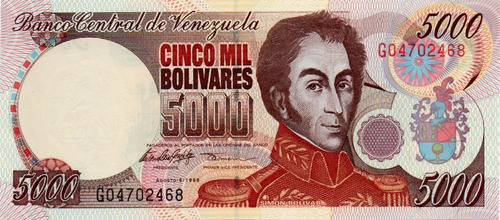 Billete 5000 Bolívares 6 De Agosto 1998 Serial G8 