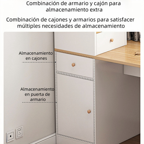 Escritorio Librero Ejecutivo Para Computadora Diseño Moderno Blanco/madera