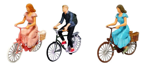 3 Uds 1:64 Figura Montar Bicicleta Niña Y Niño Modelo De
