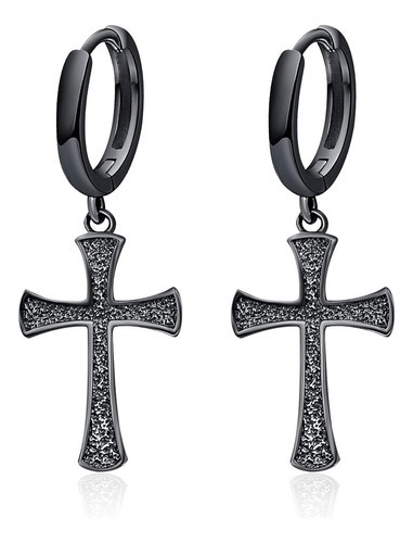 Aretes Aro Plata 925 Con Cruz Para Hombre Aretes Aro Plata O