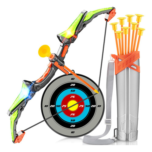 Juego De Juguetes Arco Y Flecha Con 8 Flechas Ventosas Led