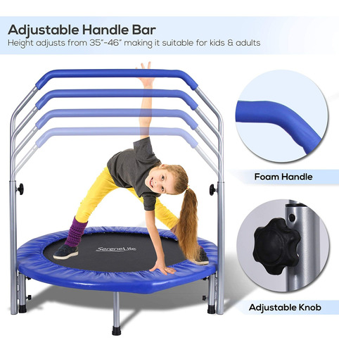 Serene Life Azul Ejercicio Cama Elástica Mini Trampolín 90kg