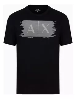 Playera Armani Exchange Negra Con Logo Alx Blanco Original