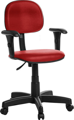 Cadeira De Escritório Secretaria Com Braço Rv Vermelho