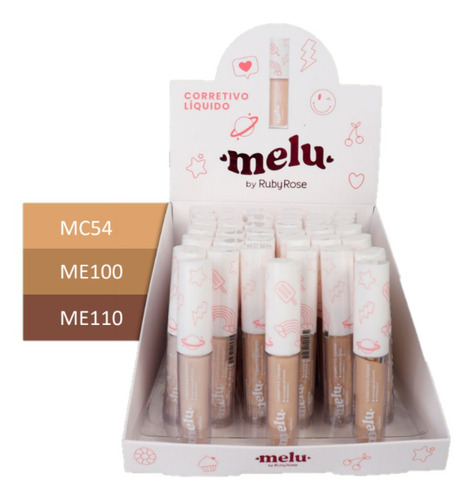 Kit C/6 Corretivo Liquido Melu Rr1800g2 - Ruby Rose