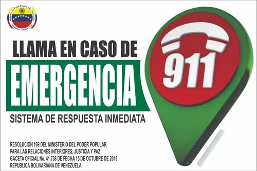 Aviso De Emergencia Llama Al 911 Medida 40*44 