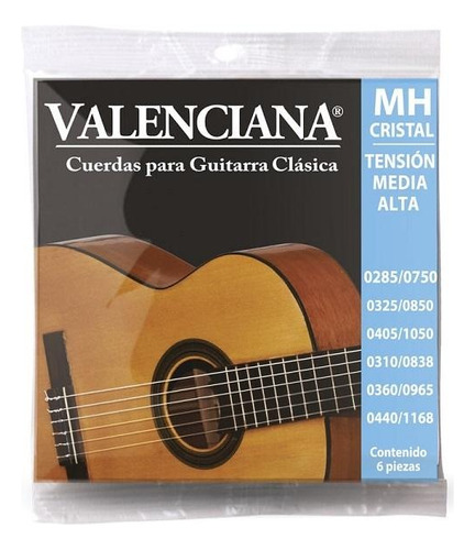 Juego De Cuerdas Valenciana Cristal Tension Media Alta 