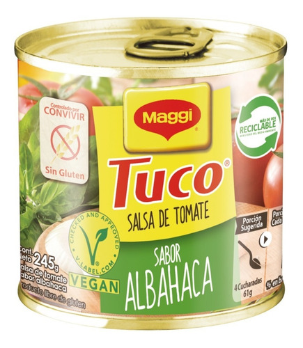 Salsa De Tomate Maggi® Tuco Con Albahaca Lata 245g