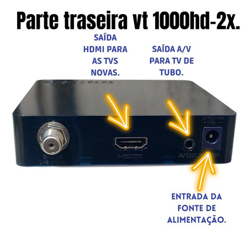 Receptor De Parabólica C/ Globo Hd Regional Sathd Vt1000hd Cor Preto