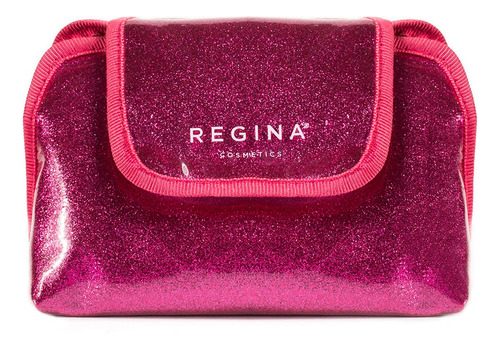 Neceser Porta Cosmeticos Regina #201 Organizador De Viaje Color Fucsia Diseño De La Tela Glitter