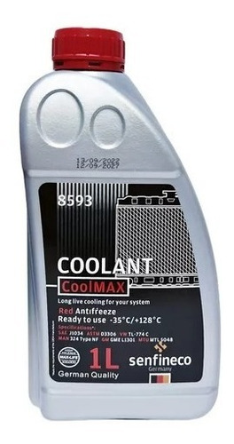 Refrigerante Coolant Rojo 50/50 Concentrado 1lt Senfineco