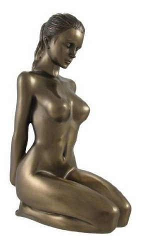 Acabado Bronceado Desnudo De Rodillas Estatua Femenina Escul