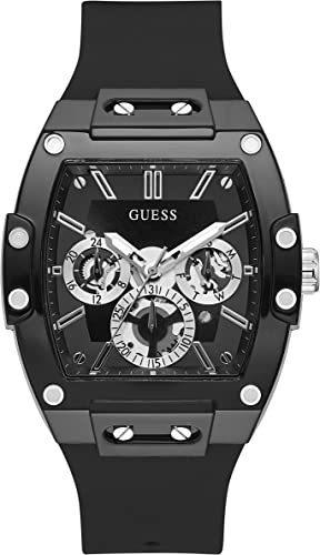 Guess Us Black And Silver-tone Multifunction Watch, One