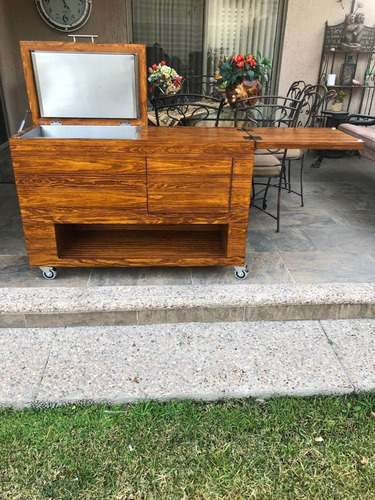 Imagen 5 de 5 de Hielera De Madera Premium Con Tina De Acero Inoxidable