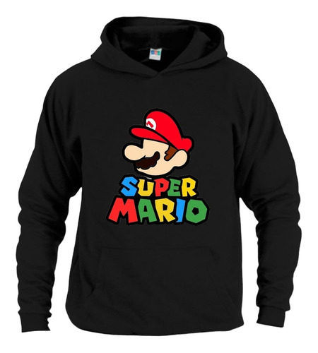 Sudadera Hoodie Mafia Super Mario Bross Est Con Gorro Negra