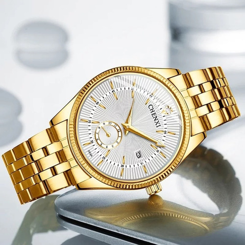 Relógio Masculino Original Dourado Casual A Pronta Entrega