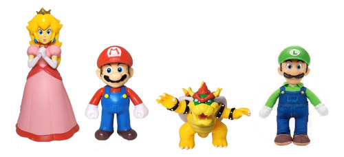 Super Mario Bross 4 Figuras Koopa, Peach, Mario Y Luigi
