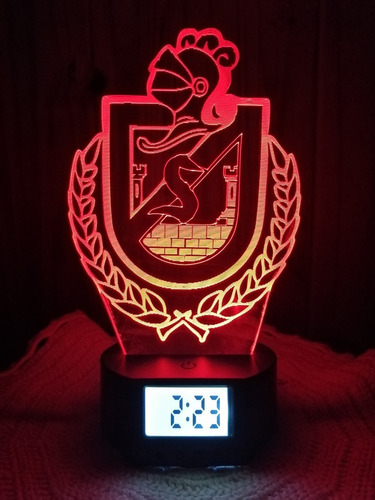 Lámpara 3d De Deportes La Serena Con Reloj Alarma 7 Col. Led