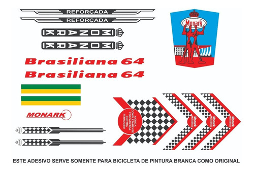 Adesivo Para Bicicleta Monark Brasiliana 64  - Frete Grátis