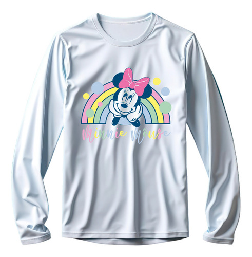 Playera Minnie Mouse Arcoiris Manga Larga
