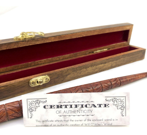 Varita De Bruja Y Mago De Will O'wisp En Caja De Madera Con
