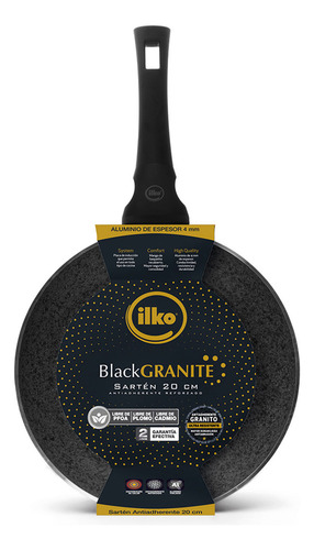 Sartén 20 Cm Antiadherente Granito Black Granite Ilko Color Negro