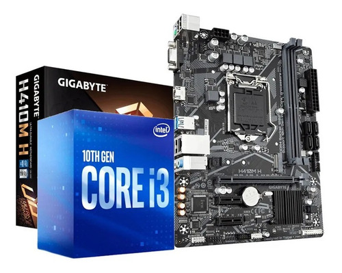 Kit Processador Intel 10100f Gigabyte H410m-h 10ª Geração