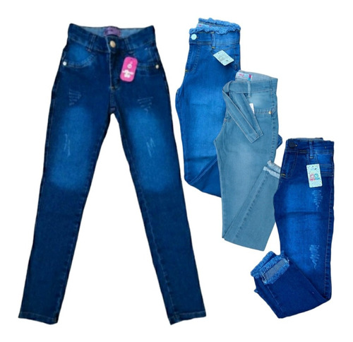  Kit 2 Calça Jeans Infantil Menina  Feminina Lançamento 