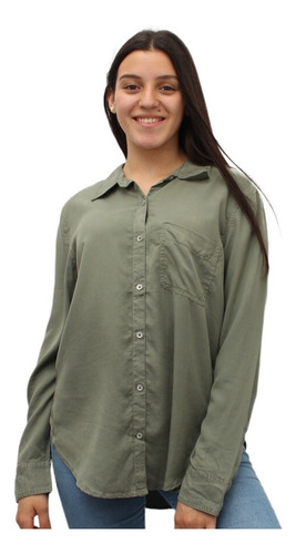 Imagen 1 de 8 de Camisa Mujer Gabardina Suave Larga Importada
