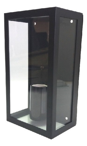 Farol Adosar A Pared Aluminio Negro Y Vidrio Transparente.