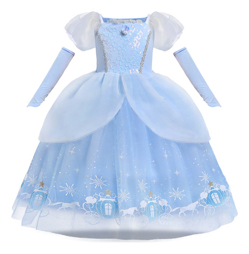 Vestido De Princesa Cenicienta De Una Pieza Para Niñas Con E