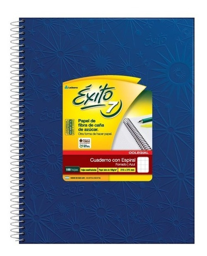 Cuaderno Exito E7 Espiralado 100 Hojas Cuadriculado Azul