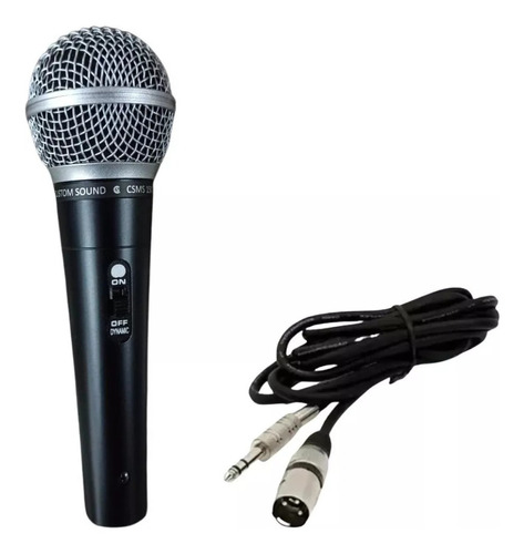 Microfone Profissional Com Cabo Csms 150 Custom Sound Cor Preto