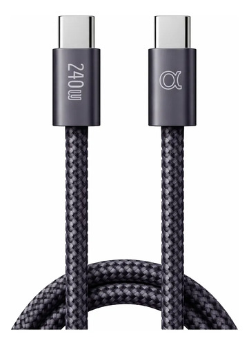 Cabo Usb C Turbo 240w Trançado Reforçado Carga Rápida Preto