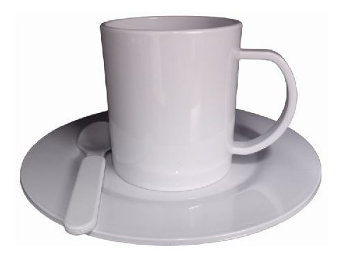 Imagen 3 de 8 de Set Jardin Taza + Plato + Cuchara Polimero Sublimable